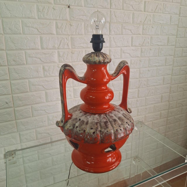 Mid-Century Modern Vintage Fat Lava Ceramic Lamp, West Germany, 1960s For Sale - Image 3 of 17