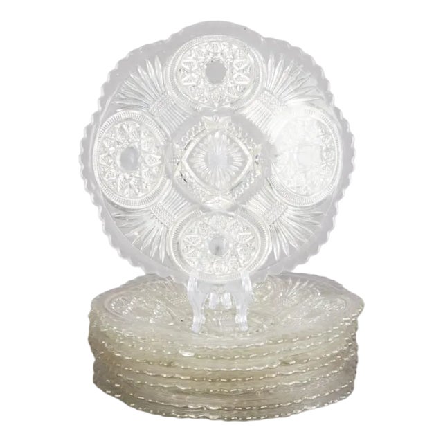 Antique VictorianPressed Glass Dish from Davidson, Set of 8 For Sale