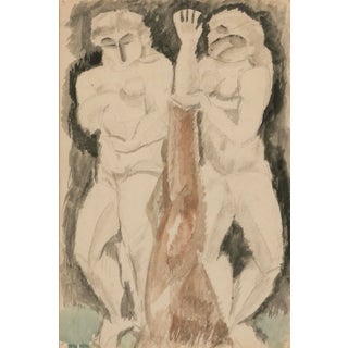 Max Weber “Two Figures” Figurative Painting, 1912 For Sale
