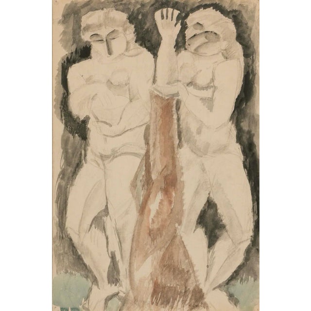 Max Weber “Two Figures” Figurative Painting, 1912 For Sale