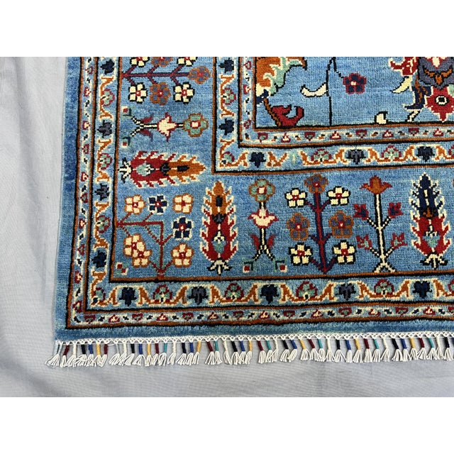 Blue Blue Sultani Wool Area Rug With Persian Floral Design, 6'6" X 9'10" For Sale - Image 8 of 14