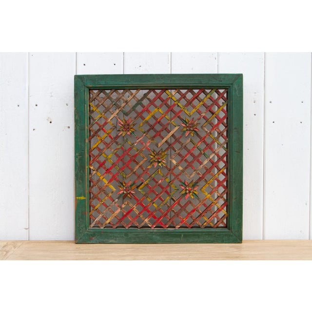 Antique Folk Painted Window Panel For Sale - Image 9 of 10