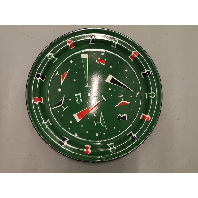 Round Serving Cocktail Tray in Green Enamel Metal, 1970s For Sale - Image 14 of 15