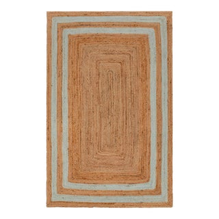 10'x14' Soft Sea Green Jute Braided Handmade Bohemian Rug For Sale