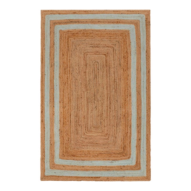 10'x14' Soft Sea Green Jute Braided Handmade Bohemian Rug For Sale