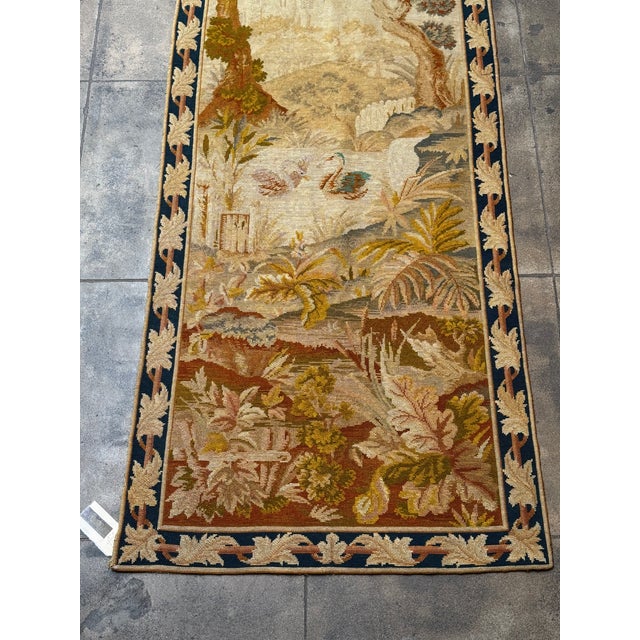 English Antique English Needlepoint Landscape Tapestry Runner, Circa 1920 For Sale - Image 3 of 7