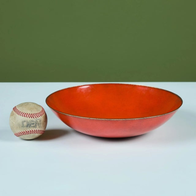 Jade Snow Wong Orange Enamel Copper Bowl For Sale - Image 4 of 10