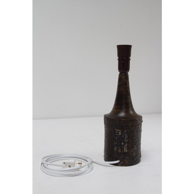 Danish Mid-Century Stoneware Table Lamp by Björn Keramik, 1970s. Wonderful Scandinavian Mid-Century Modern table lamp in...