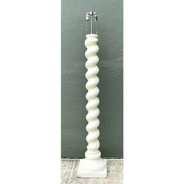 Wood Vintage Barley Twist Floor Lamp After Michael Taylor For Sale - Image 7 of 12