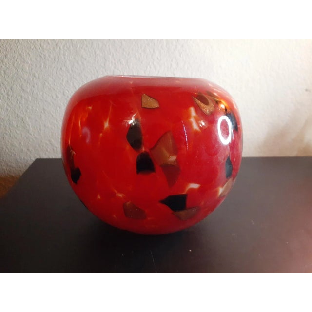 1990s 1990s Red Confetti Art Glass Rose Bowl For Sale - Image 5 of 5