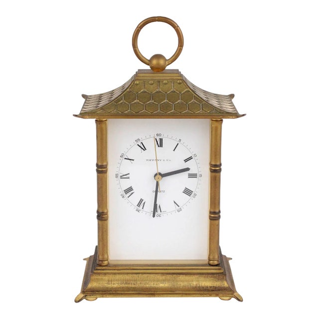 Brass Tiffany & Co. Carriage Pagoda Form Carriage Clock For Sale