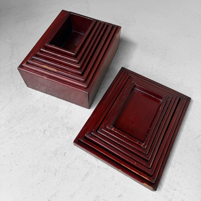 Taishō Japanese Kiridame Nesting Boxes, 1920, Set of 7 For Sale - Image 16 of 18