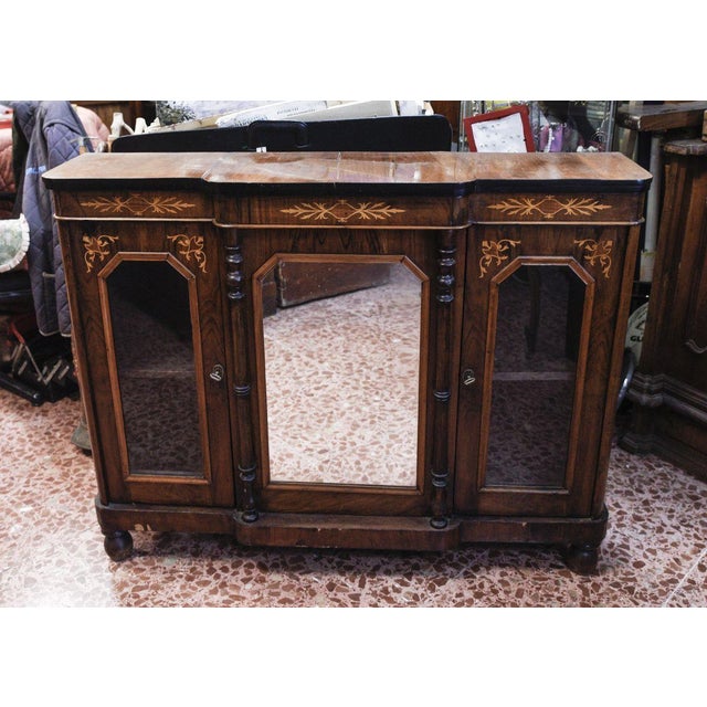 inlaid Furniture Dresser with Mirror and Side Windows For Sale - Image 11 of 11