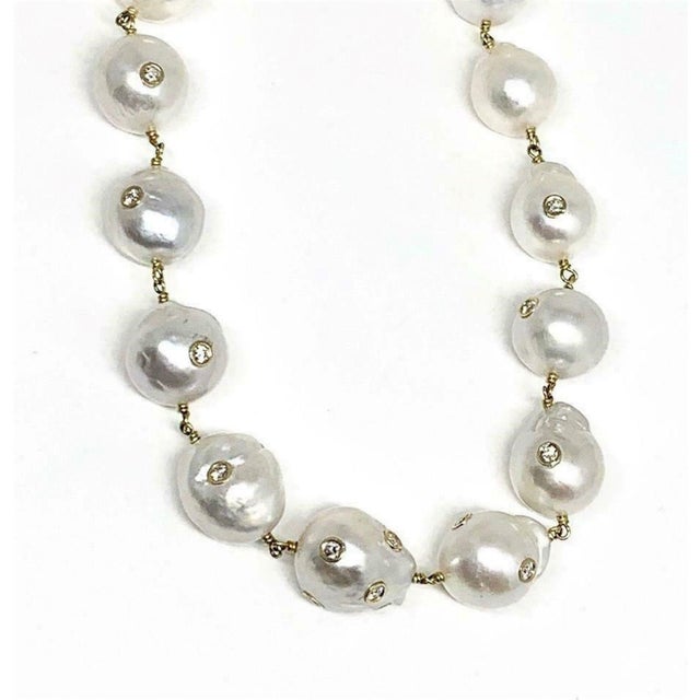 White Fine South Sea Pearl Diamond 18 Karat Necklace Certified For Sale - Image 8 of 9