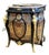 Grand French Louis XV Black Cabinet – Marble Top With Ornate Gold Leaf & Marquetry Details For Sale