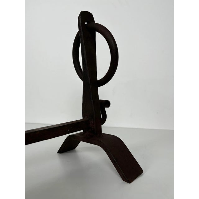 Modernist Wrought Iron Andirons in the Style of Jacques Adnet - a Pair For Sale - Image 10 of 12