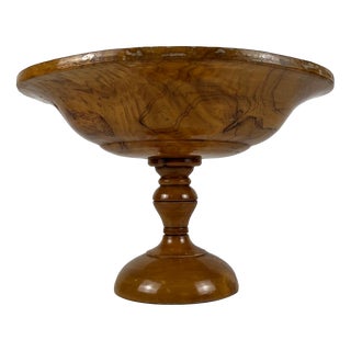 Fruit Bowl on a Single-Piece Base in Olive Wood, 1950s For Sale