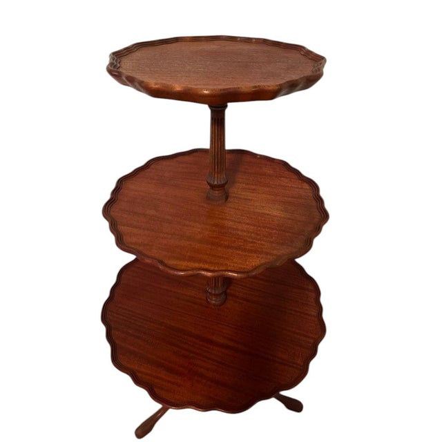 Traditional 1950s 3 Tier Pie Crust Table For Sale - Image 3 of 9