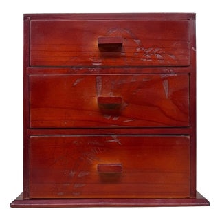 Japanese Wooden 3-Drawer Chest, 1970s For Sale