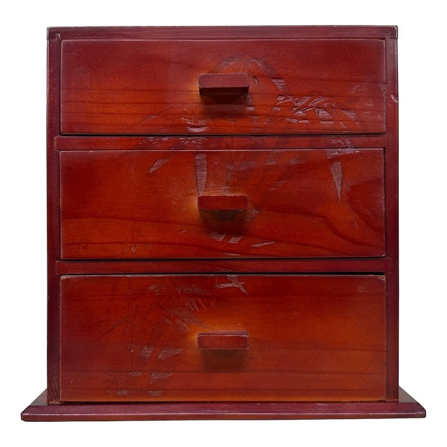 Japanese Wooden 3-Drawer Chest, 1970s For Sale