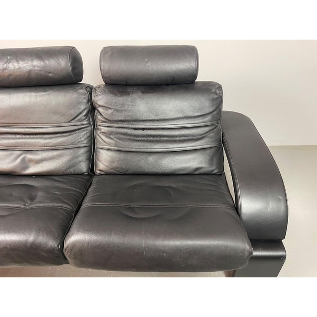 Kroken 2-Seater Sofa in Black Leather by Åke Fribytter for Nelo Möbel, Sweden, 1970s For Sale - Image 13 of 15