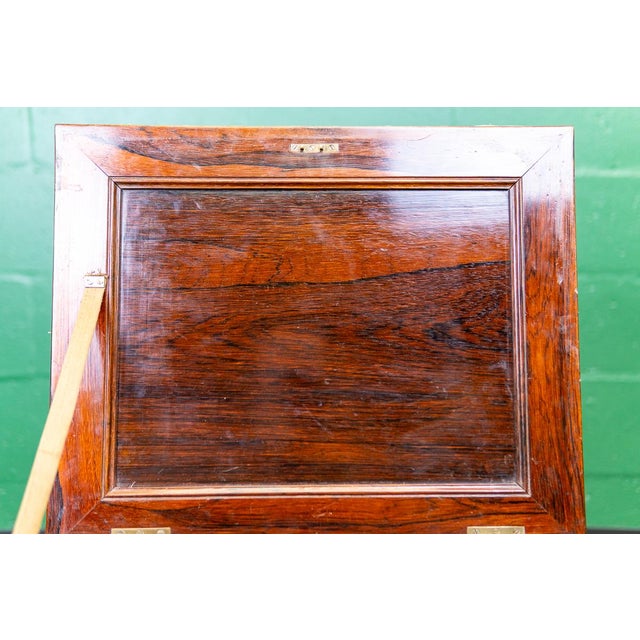 Antique English Victorian Rosewood Upholstered Piano Stool / Ottoman With Storage For Sale - Image 9 of 18