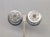 Napier Vintage Signed Napier Doris Day Rhodium Plated Two Stacked Asian Coins Clip Earrings-2 Pieces For Sale - Image 4 of 9
