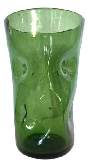 Cylindrical Green Hand-Blown Glass Vase from Vetrerie Empolesi, Italy, 1950s