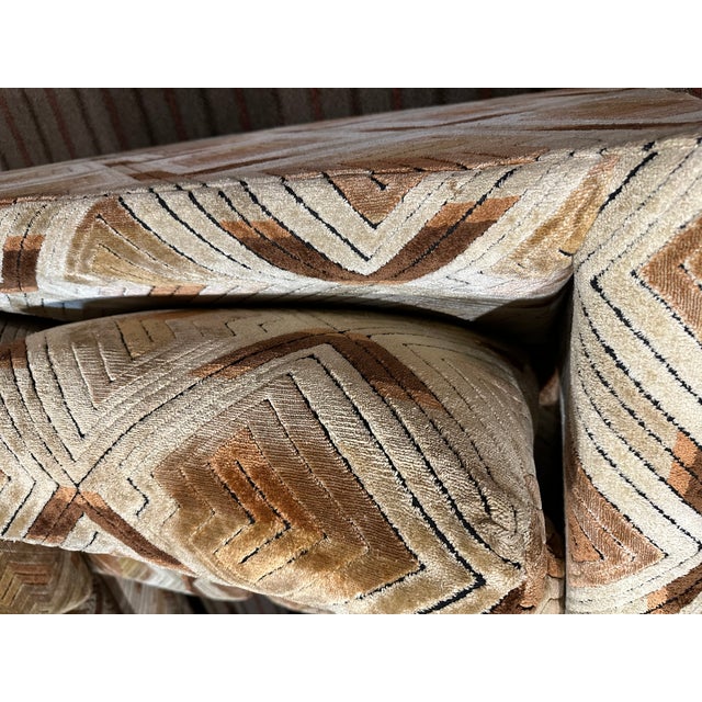 Vintage Pair of Tuxedo Sofas in Chevron Pattern Attributed to Milo Baughman For Sale In New York - Image 6 of 10