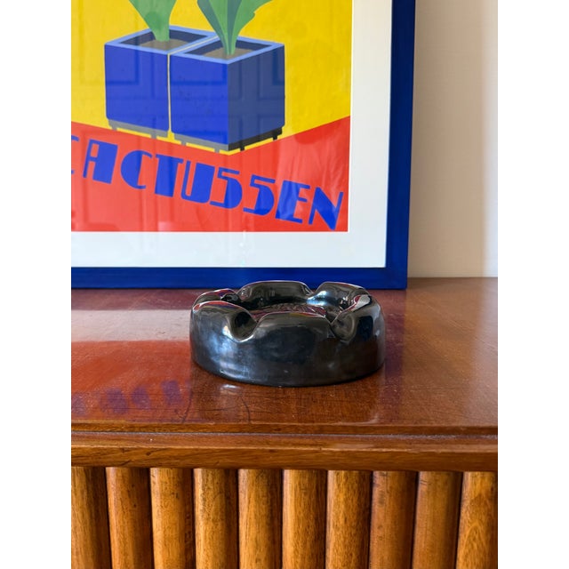 Mid-Century Black Glazed Ceramic Ashtray from Accolay, France, 1960s For Sale - Image 4 of 14