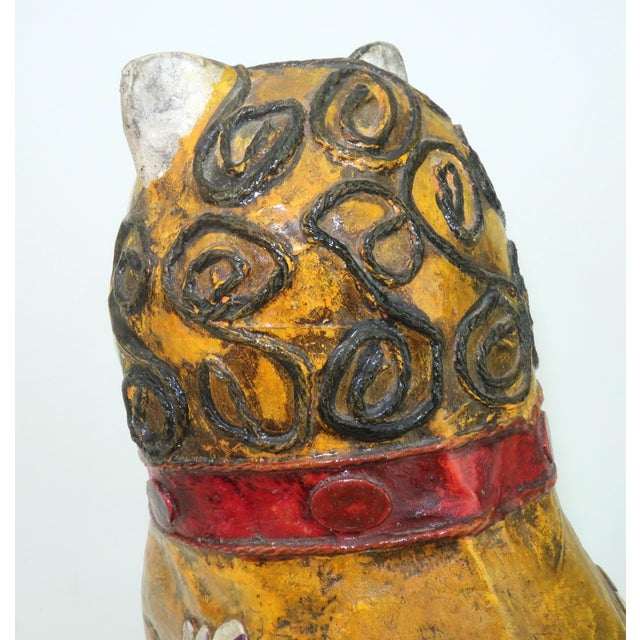 Mustard Vintage Mexican Papier Mache Folk Art Cat Sculpture For Sale - Image 8 of 14