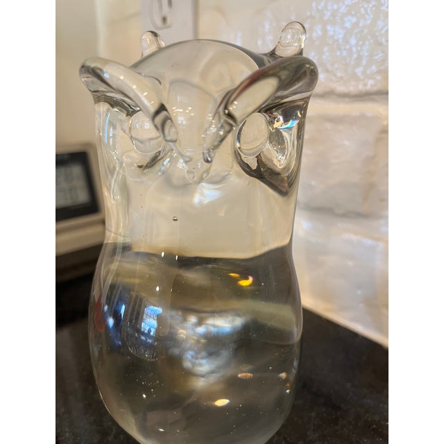 1970s 1970s Modern Glass Owl Figurine For Sale - Image 5 of 6