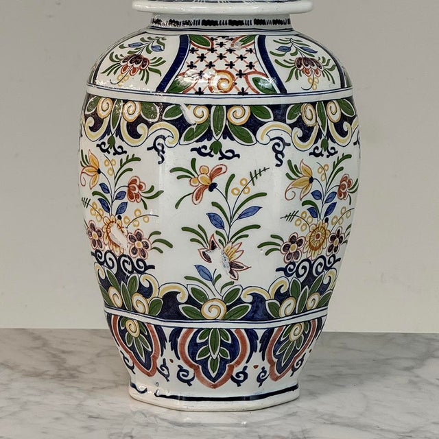 Ceramic 1900s Pair of Boch Frères Keramis Polychrome Lidded Urns For Sale - Image 7 of 18