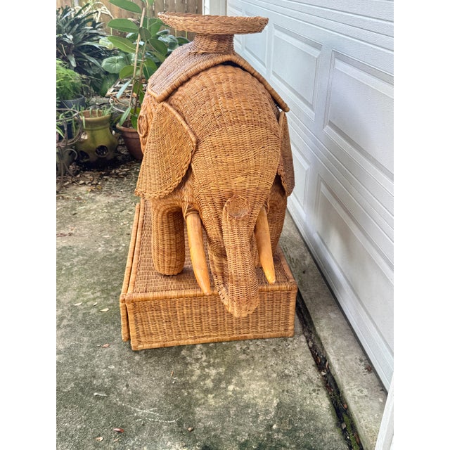 Monumental Vintage Wicker Elephant Bar For Sale - Image 11 of 12