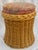 Wood Vintage Boho Chic Rattan Stool in the Style of Wicker Works With Upholstered Seat For Sale - Image 7 of 7