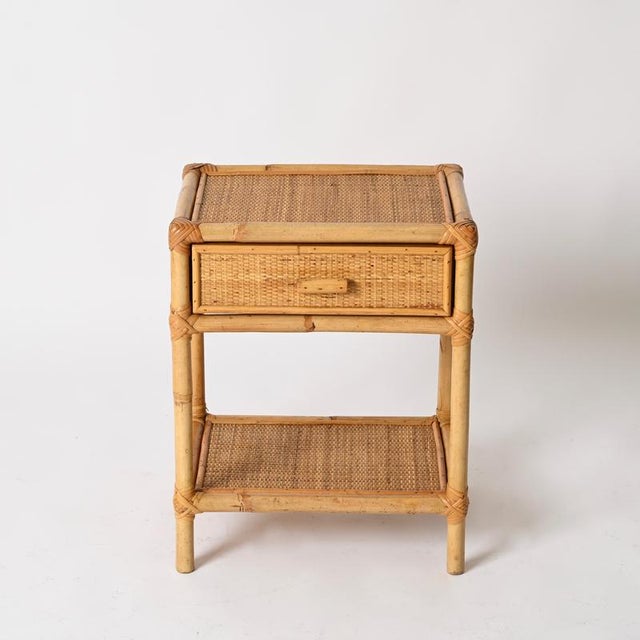 French Riviera Nightstands in Bamboo, Rattan and Wicker, Italy, 1970s, Set of 2 For Sale - Image 4 of 14