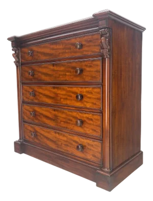 19th Century Wellington Mahogany Chest Of Drawers Secretary Desk Dovetails Clean