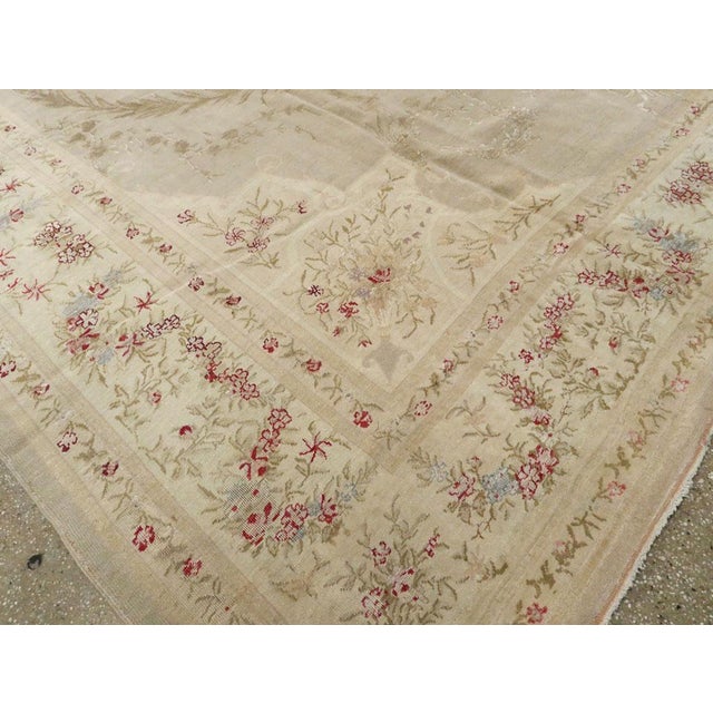 Galerie Shabab Collection Mid-20th Century Turkish Herekeh Large Room Size Carpet in the Aubusson Style For Sale - Image 9 of 10