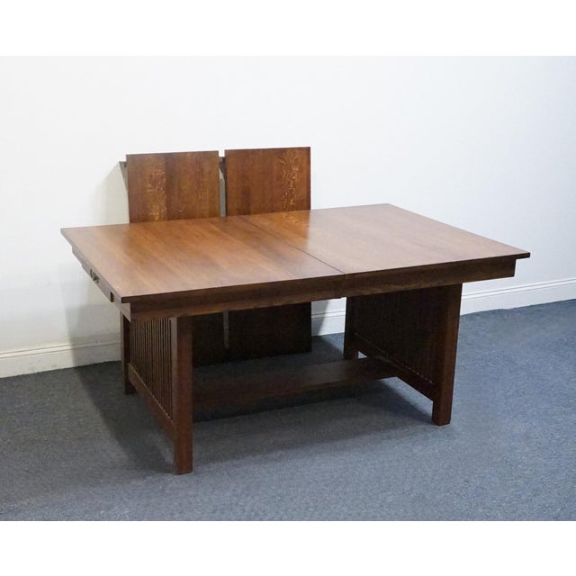 Canadel Furniture Solid Oak Mission Style Arts & Crafts 102" Trestle Dining Table 8020bc-Bra000-Pta - Made in Canada For Sale - Image 9 of 13