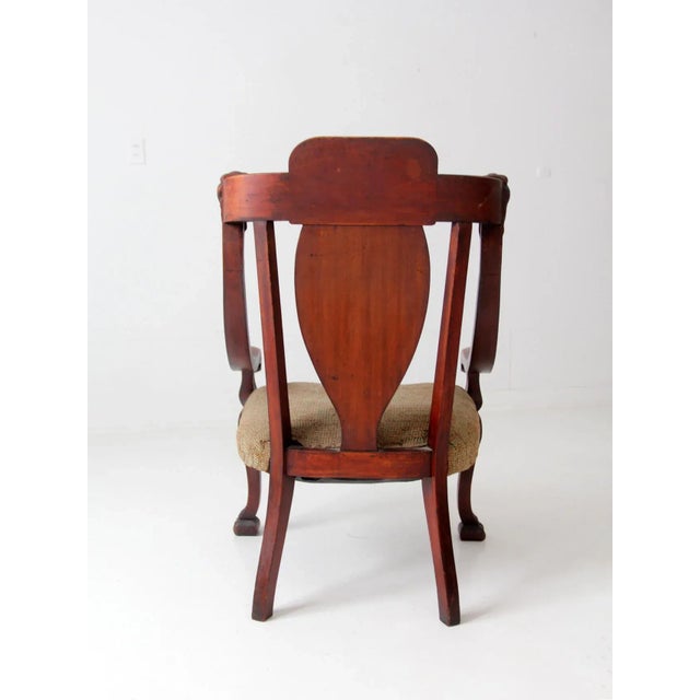 Brown Antique Lion Head Claw Foot Arm Chair For Sale - Image 8 of 12