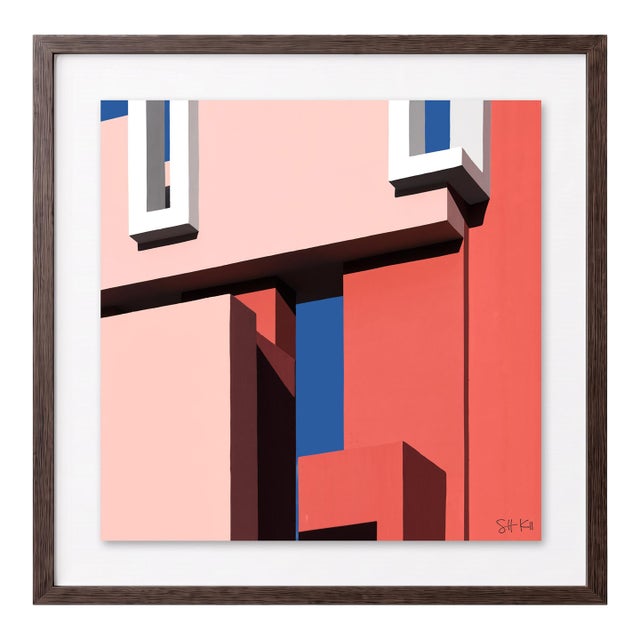“Muralla Roja 01” Giclee Archival Pigment Print 24x24 Framed in Walnut For Sale