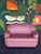 Postmod Pink Leather Loveseat W/ Otto For Sale - Image 4 of 18