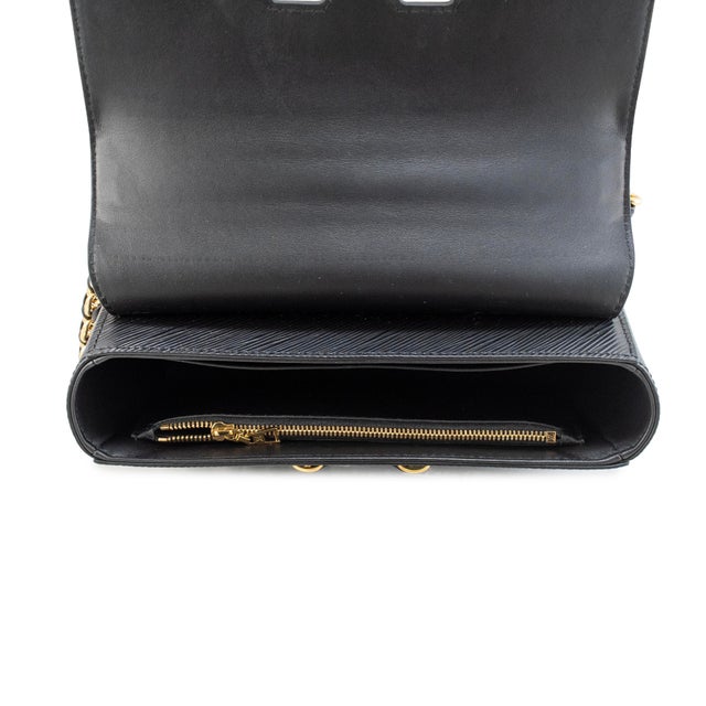 Black Louis Vuitton Twist MM Black Epi Leather Gold-Tone Chain Shoulder Bag For Sale - Image 8 of 12