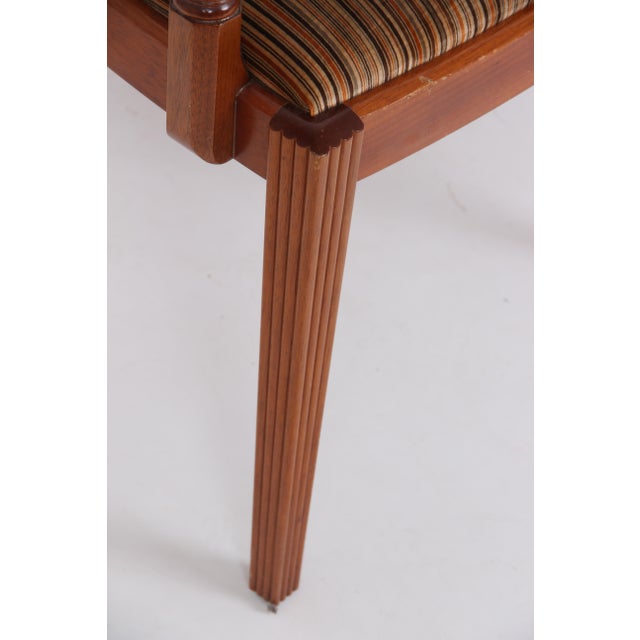 Empire Armchairs in Mahogany and Striped Fabric Upholstery, 1970s, Set of 4 For Sale - Image 4 of 9