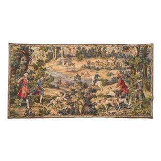Vintage French Jacquard Tapestry with Hunting with Hounds Motif in the style of Aubusson, 1970s For Sale