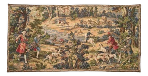 Vintage French Jacquard Tapestry with Hunting with Hounds Motif in the style of Aubusson, 1970s