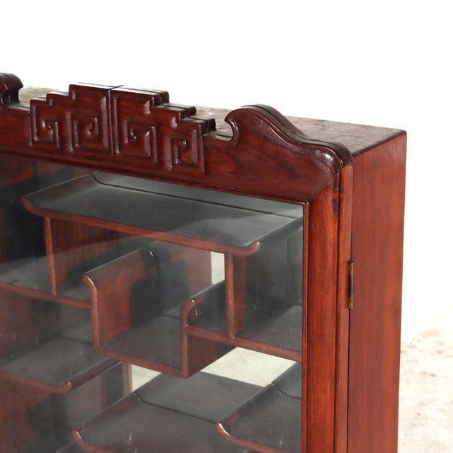 1930s Antique Chinese Mahogany Netsuke Enclosed Display Cabinet C1930 For Sale - Image 5 of 14