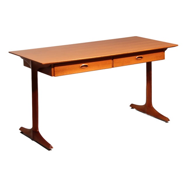 Italian Architects Walnut Desk by Gianfranco Frattini for Bernini, 1950s For Sale