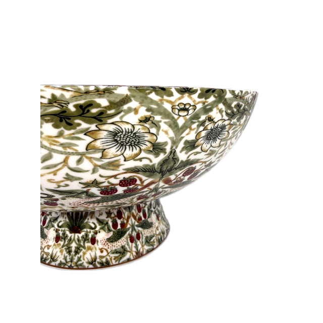 Morris & Co. Strawberry Thief 11" Diam Porcelain Pedestal Bowl For Sale In New York - Image 6 of 8