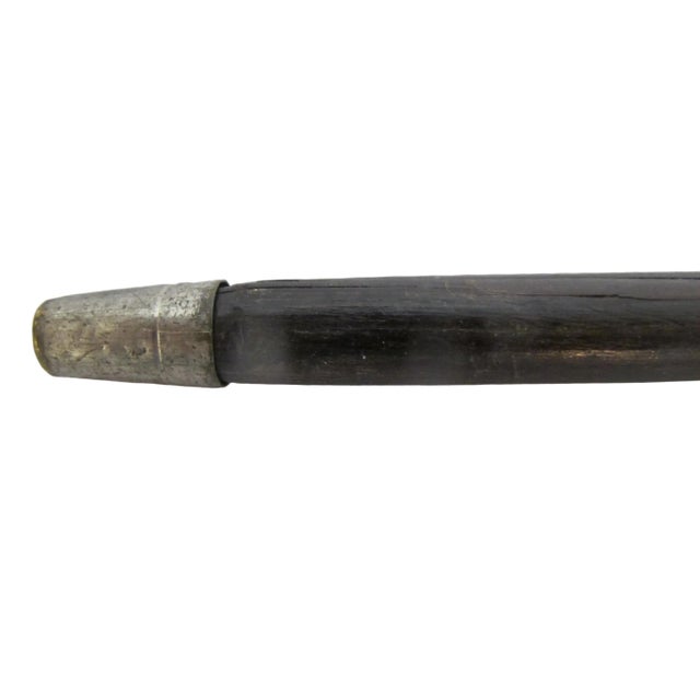 Brown Antique Carved Male Ebenezer Inset Eyes Figure Monoxyl Wood Walking Stick Cane For Sale - Image 8 of 8